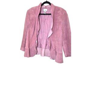 Spiegel Pink Pig Leather Ruffle Hem Preppy Wester Gorpcore Jacket Women's XL